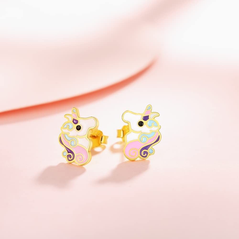 Gold on sale unicorn earrings