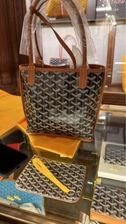 Goyard Mini Anjou Tote Bag In Chevroches Calfskin And Ine Canvas