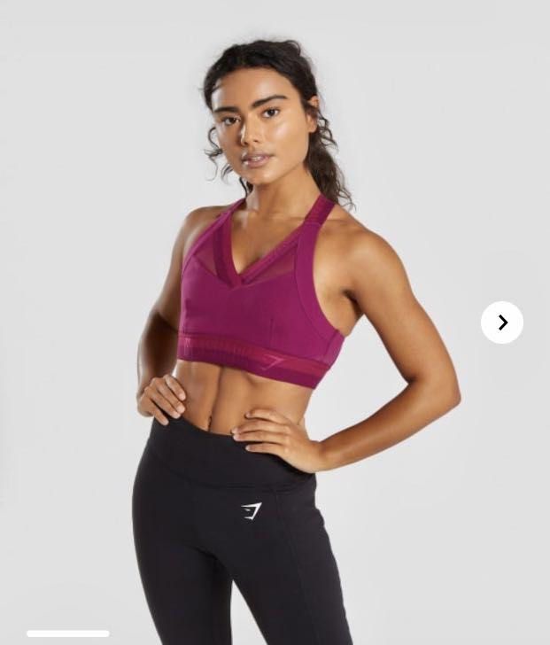 Size S Gymshark Ruched Sports Bra (Plum Brown), Women's Fashion, Activewear  on Carousell