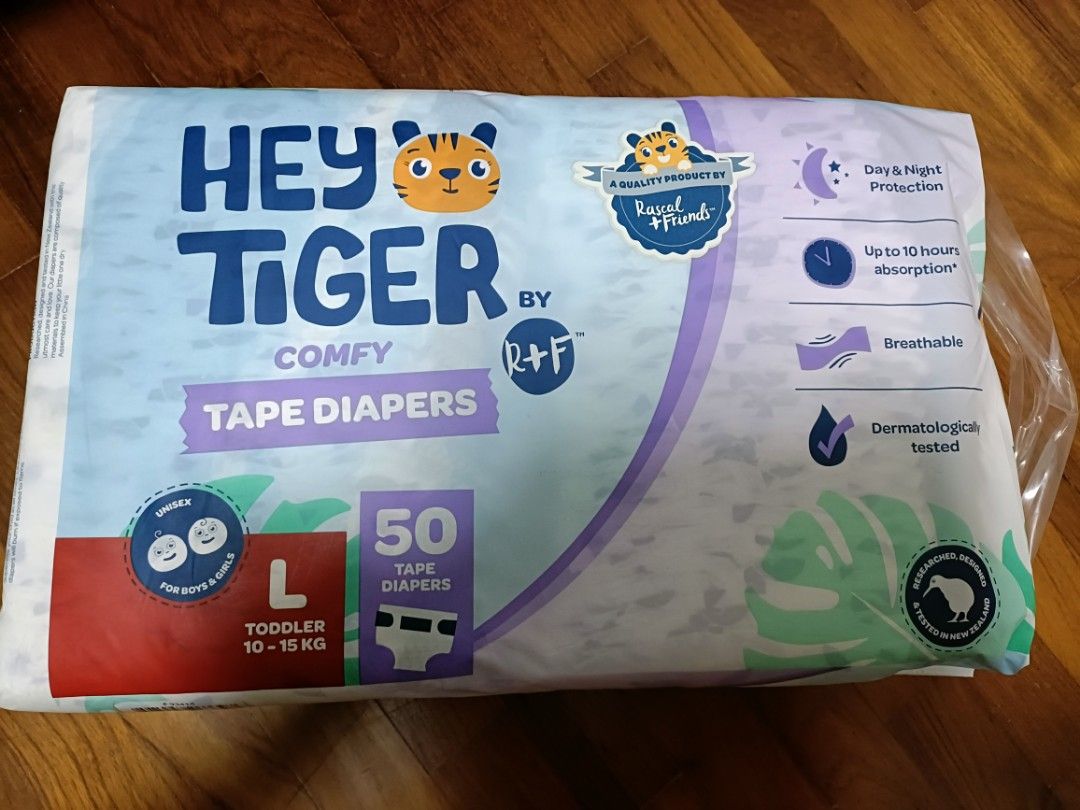 Hey Tiger Tape diapers L size, Babies & Kids, Bathing & Changing