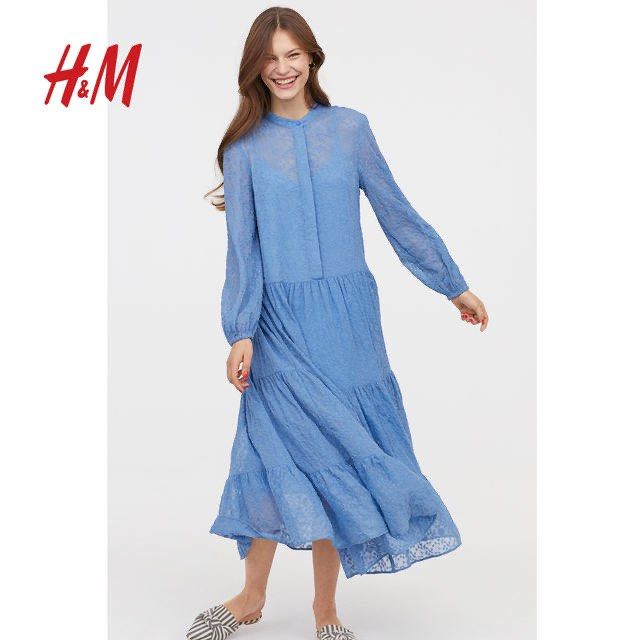 H&m blue embroidered dress clearance