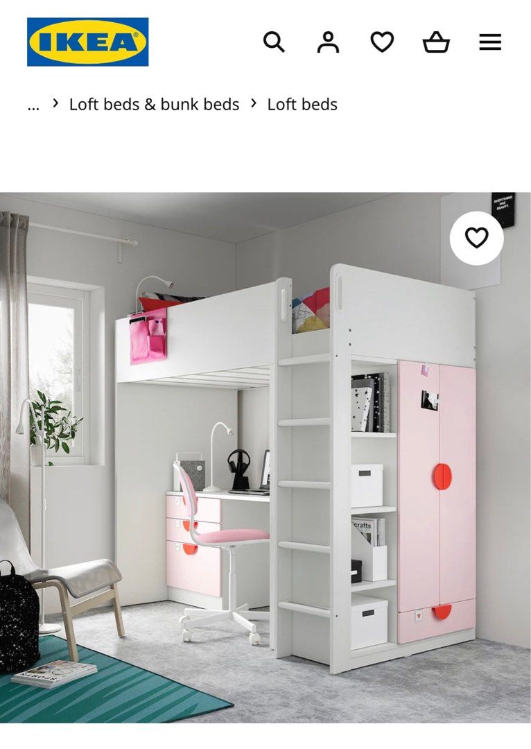 Ikea loft bed with desk and wardrobe shop
