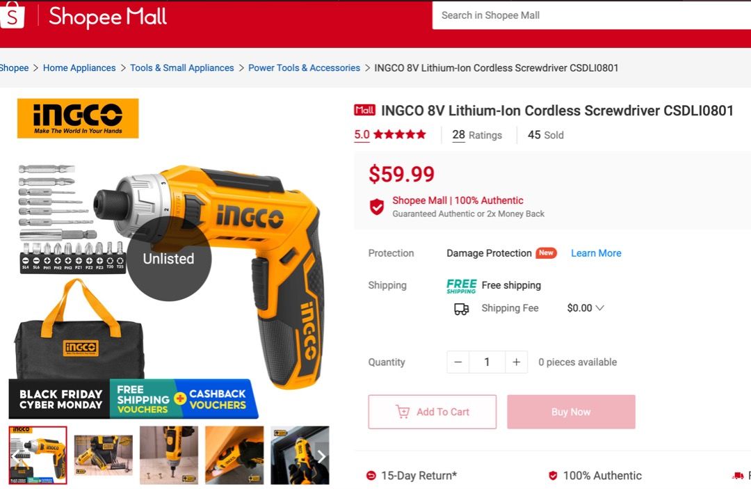 INGCO 8V LithiumIon Cordless Screwdriver CSDLI0801 Battery Drill tool