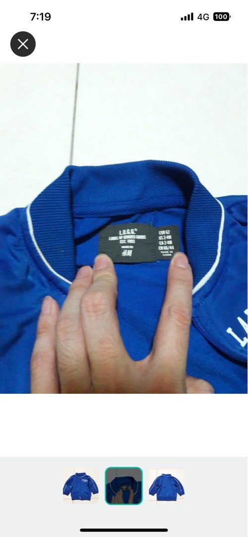Jacket (Category: Babies & Kids Fashion) located in Singapore. Submitted by trumpcardd (Listing ID 1267545336, Image 3). Description: Brand new h&m Blue jacket .
