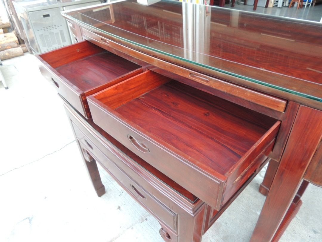 K28363 二件 壇木神明桌 贈 上下鋼化玻璃 @ 神明桌 供桌 回收神桌 神桌 佛桌 祖先桌 二手神明桌 二手神桌 二手家具 回收書櫃 收購美容床