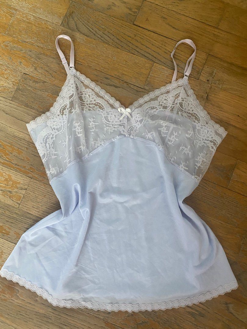 light blue lace cami top, Women's Fashion, Tops, Sleeveless on Carousell