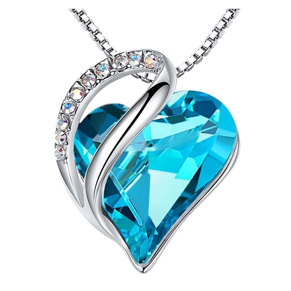 Love Heart Necklace Birthstone Necklace for Women Jewelry for Women with Healing Crystals Allergy Free Pendant Necklace