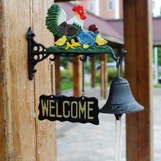 Lucky Rooster Chicken Bell , Wellcome Bell , Solid Cast Iron