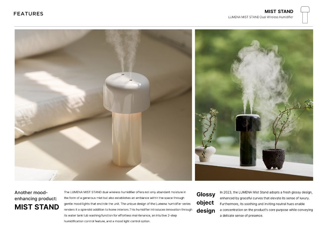 韓國Lumena Mist Stand 無線加濕機 Portable Light Humidifier, 運動產品, 其他運動配件 ...