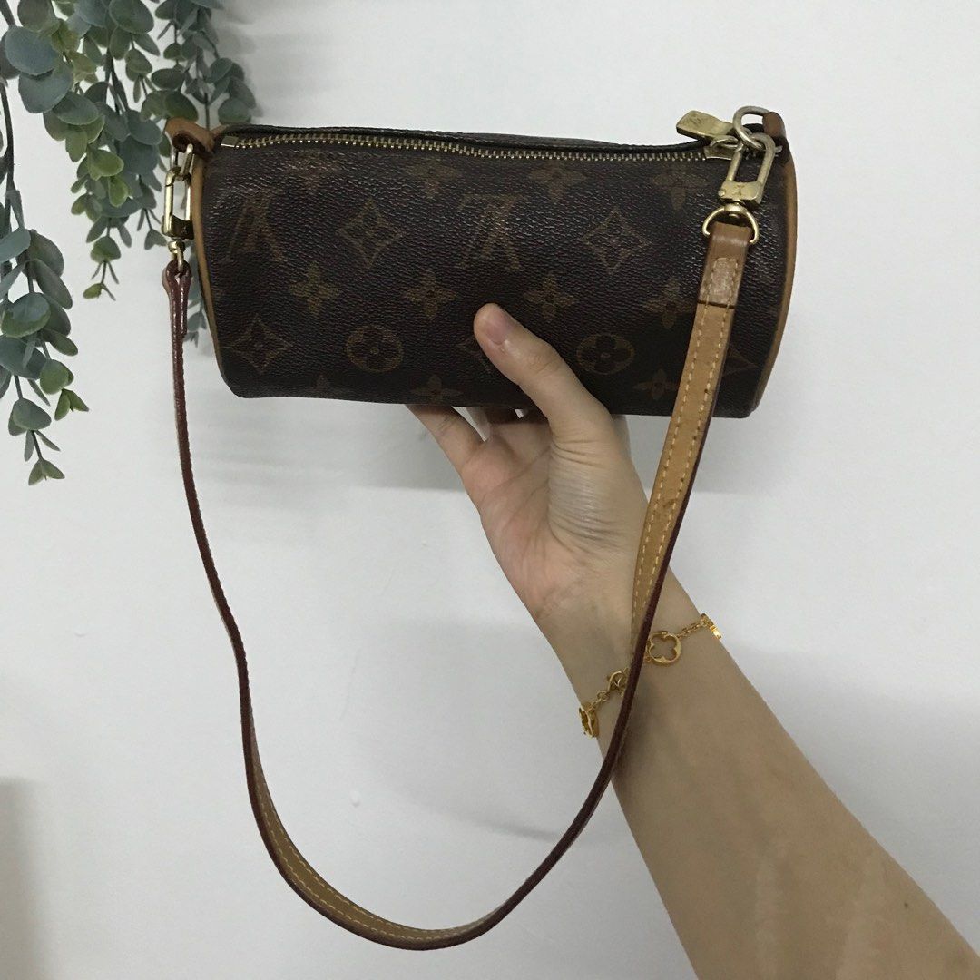 lv papillon shoulder bag patina leather
