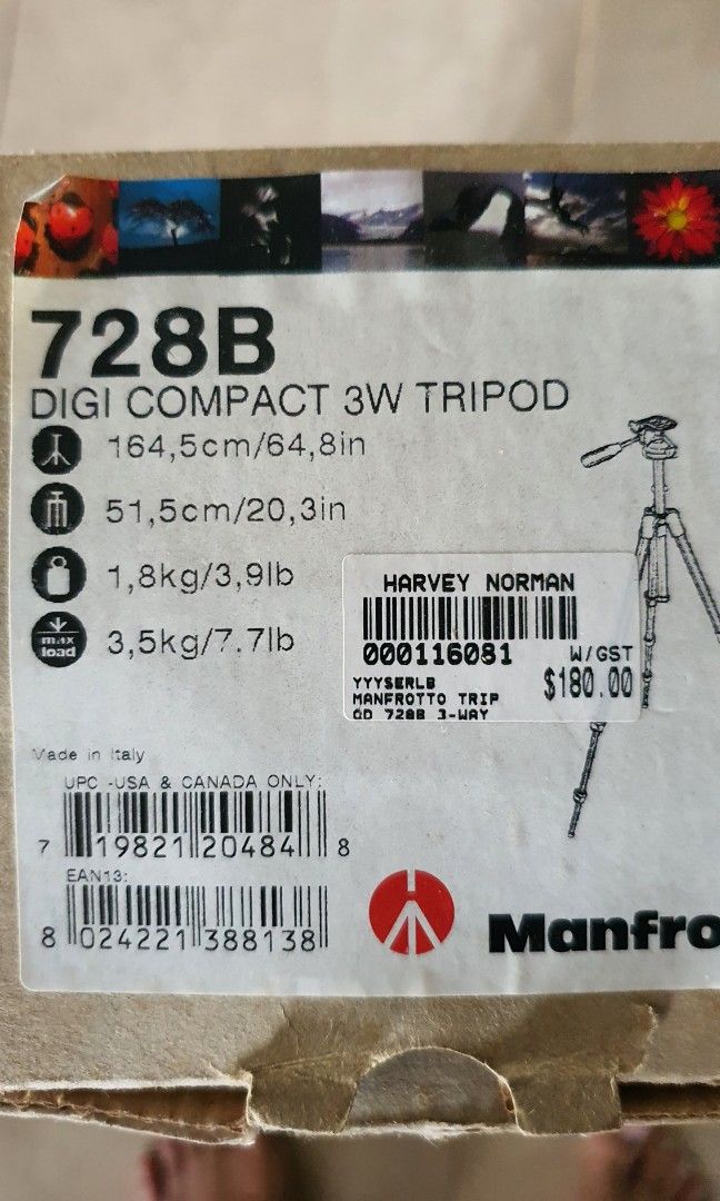 Manfrotto 728B as new with bag n box, Photography, Photography ...