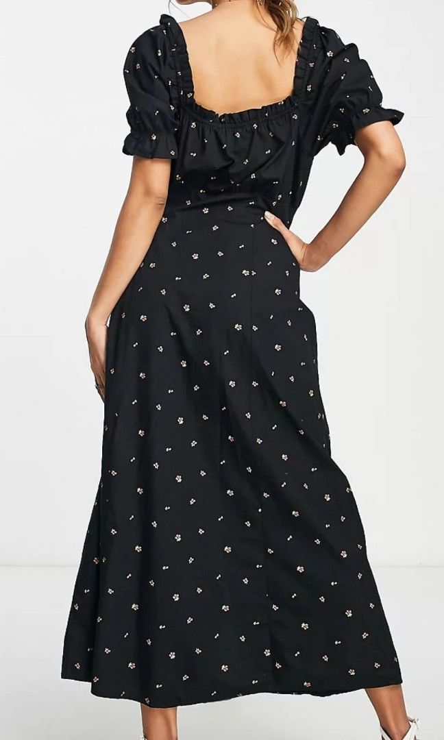 Milkmaid Midi Spot Printed Dress