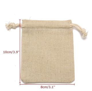Natural Linen Jute Sack Jewelry Pouch Drawstring Bag