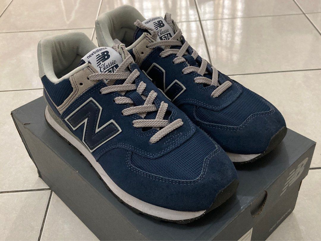 New balance 574 navy blue and grey hotsell