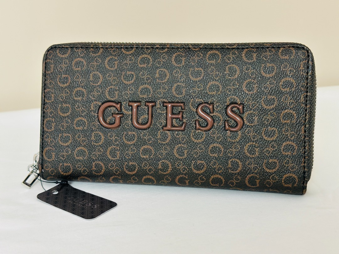 NEW! GUESS RODNEY SIGNATURE LOGO ZIP AROUND CLUTCH WALLET IN NATURAL ...