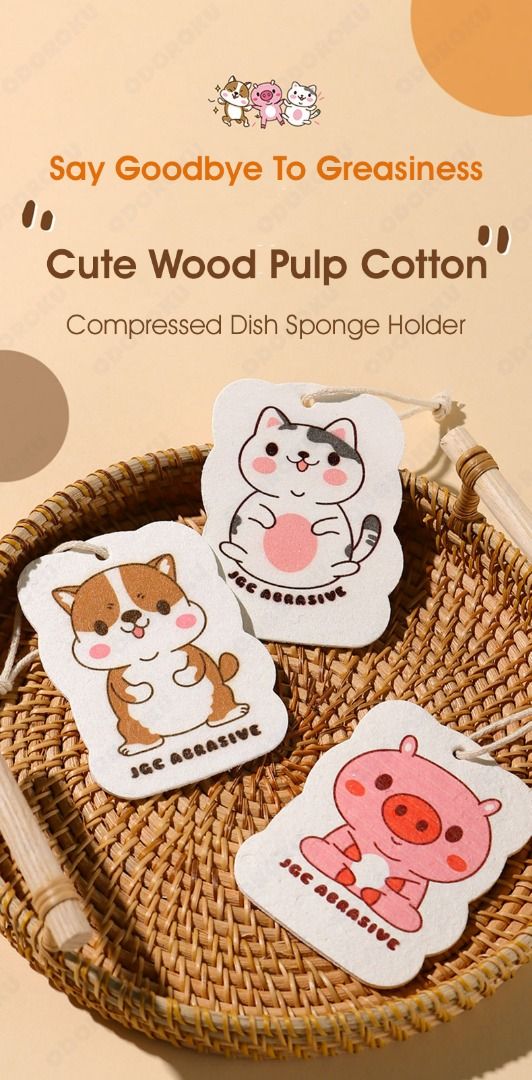 Dish Sponges Kitchen Christmas Sweets Wooden Scrub Sponge Merry Xmas Non  Scratch Reusable Compressed Cellulose Sponge Hanging for Household Cleaning