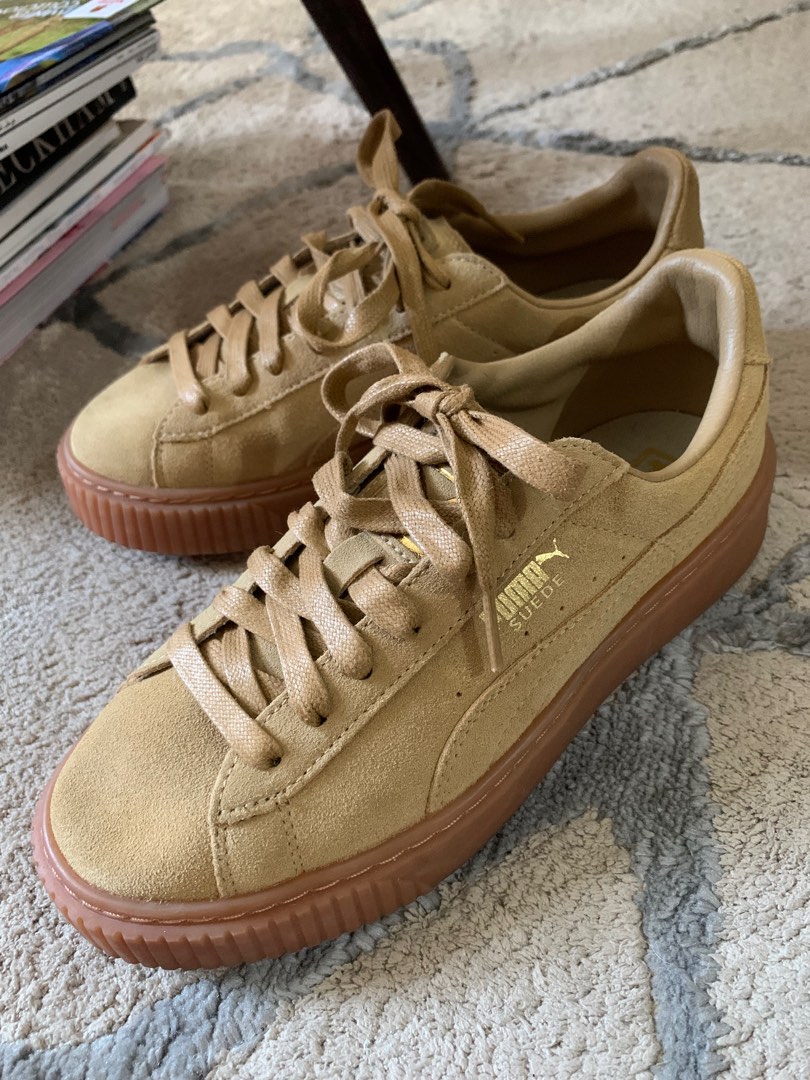 Puma suede cheap platform oatmeal gold