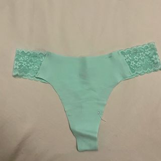 Pastel Green silky thong with side lace