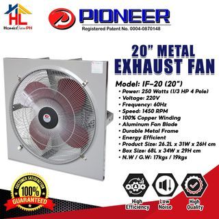 Pioneer Metal Exhaust Fan 20" / 24"