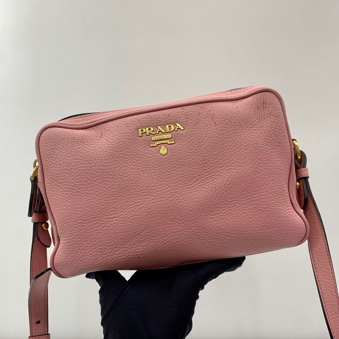 PRADA 1BH082 PINK LEATHER W O CARD CROSSBODY BAG 237040990