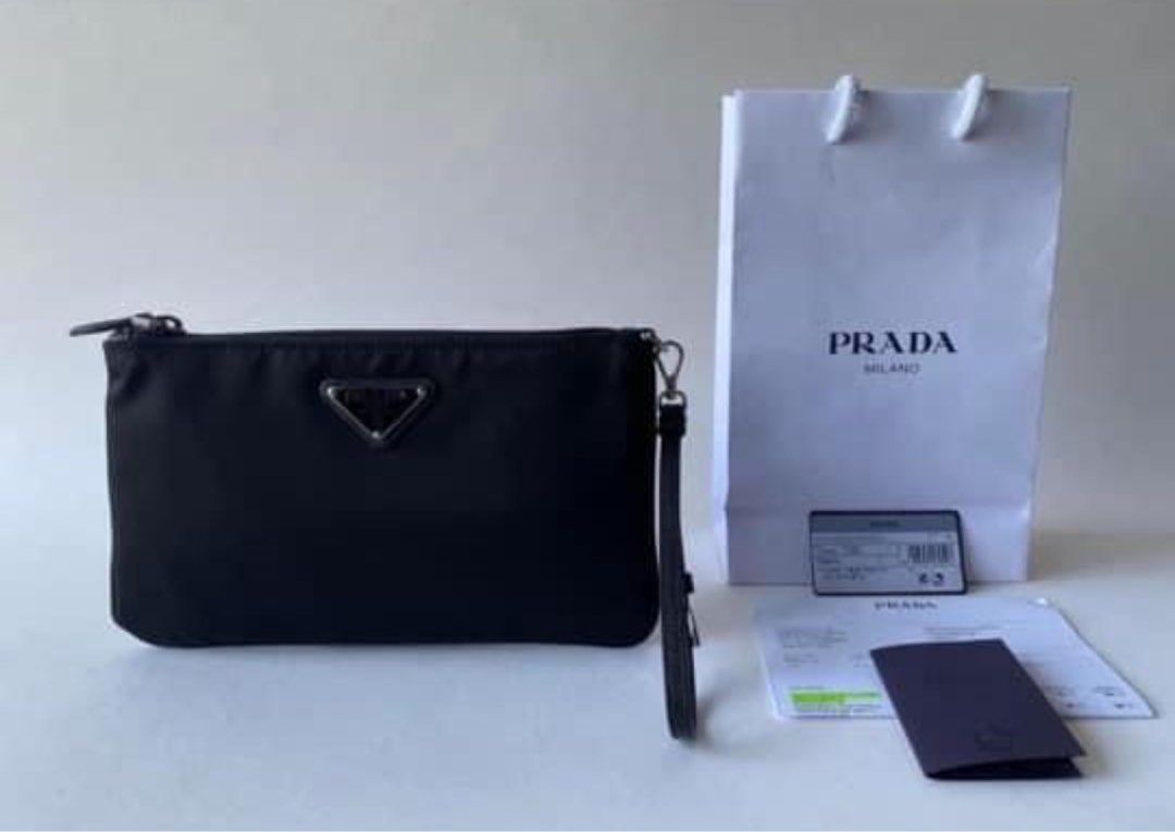 Prada vela small zip pouch clutch bag online
