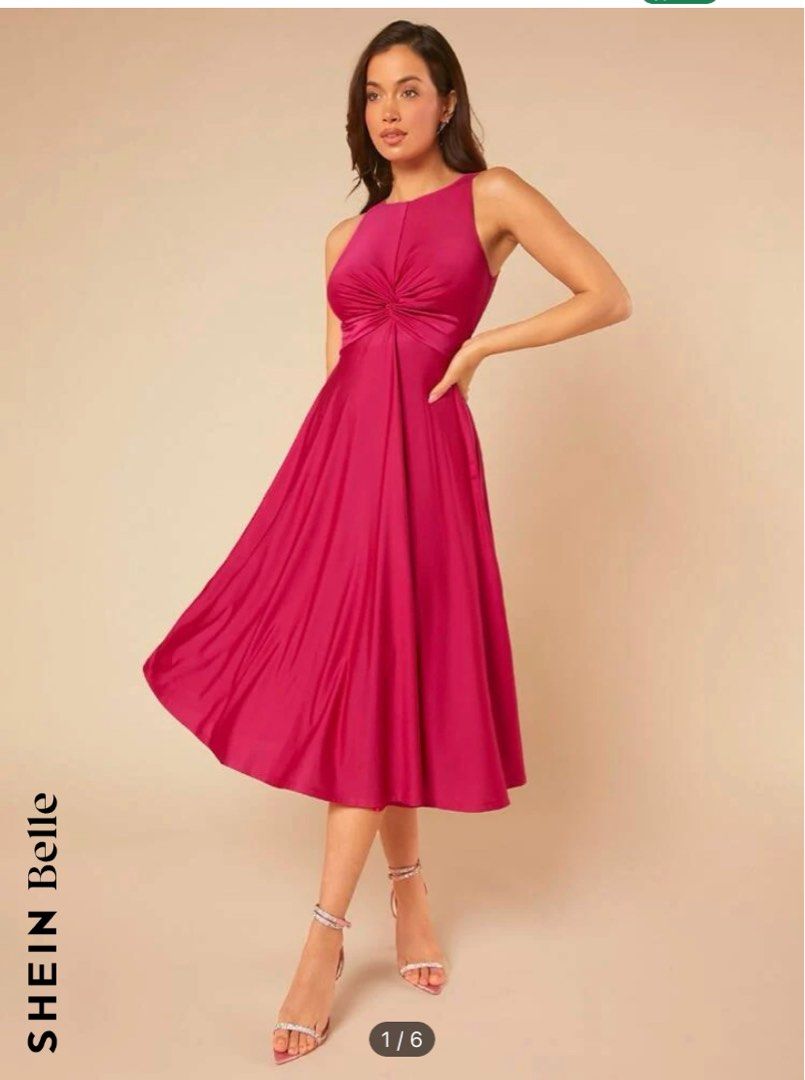 Preloved shein dress hot pink size xs Women s Fashion Dresses
