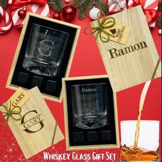 Premium Gift Corporate PERSONALIZED Whiskey Set Gift Set Stainless Steel Stones Glasses Christmas