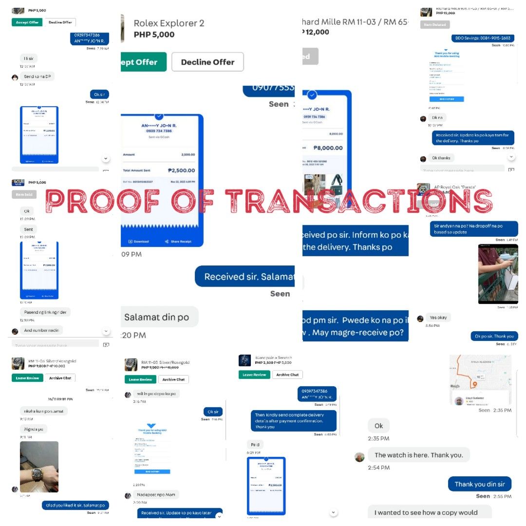 Proof of Legitimacy/Transactions (Category: Announcements) located in Quezon City. Submitted by timezoneph (Listing ID 1267502315, Image 1). Description: Proof of some transactions .