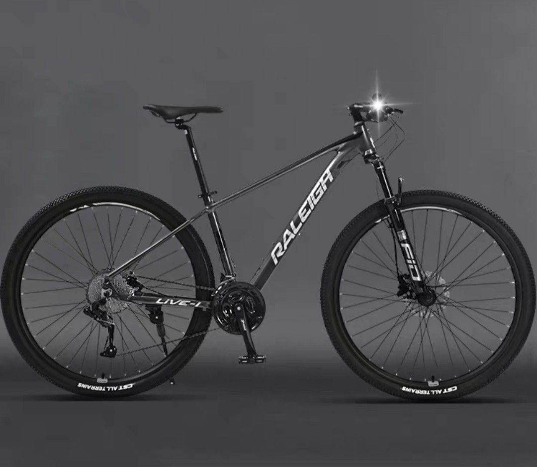 RALEIGH Midnight Grey Hardtail Aluminium Alloy Mountain Bike Disc Brake 27 Speed MTB Bicycle