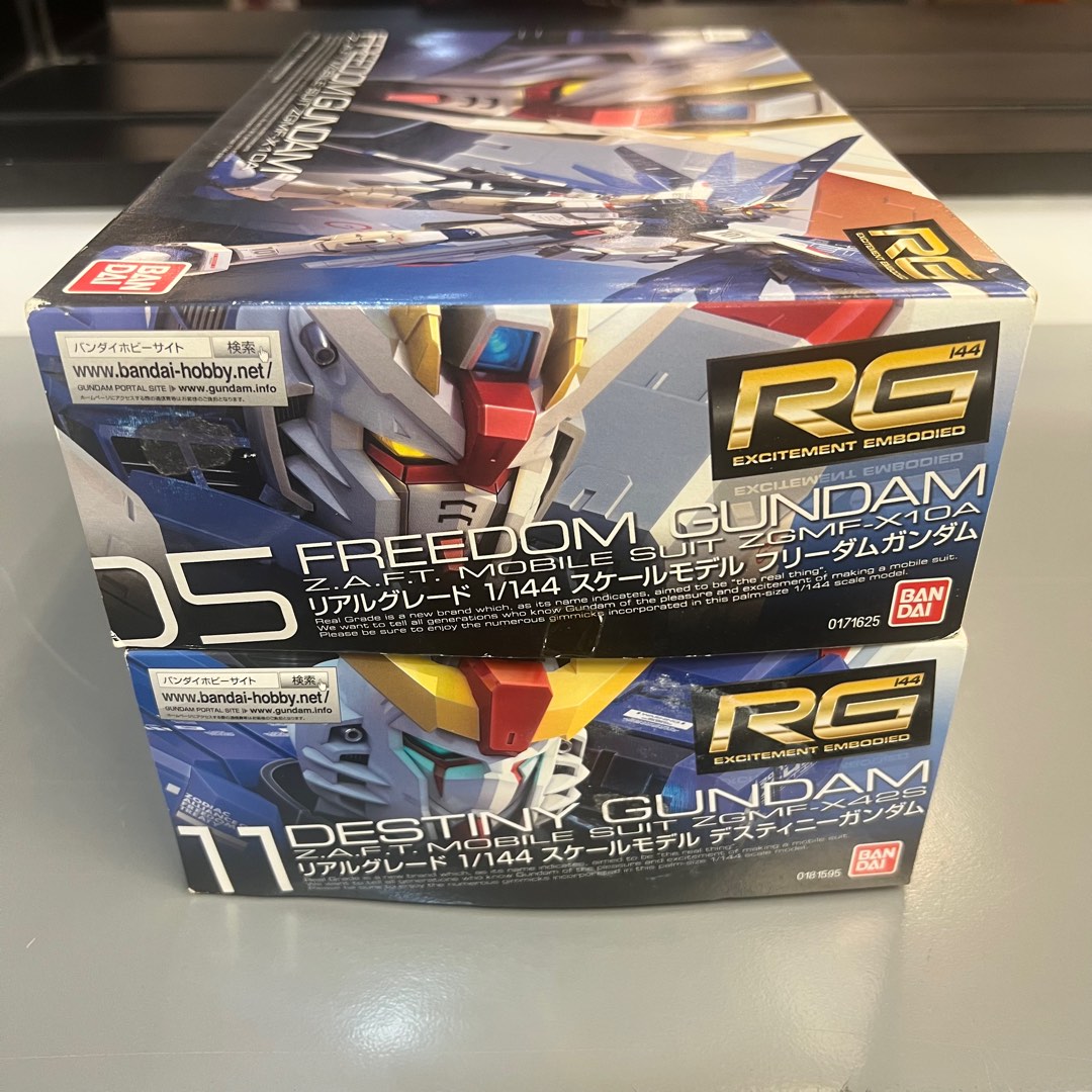 RG高達模型Freedom Gundam&Destiny Gundam, 興趣及遊戲, 玩具 & 遊戲類 - Carousell