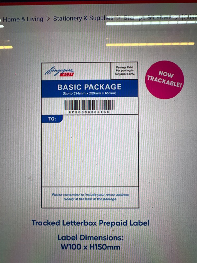 BN authentic singpost Tracked Letterbox Prepaid Label, Hobbies & Toys