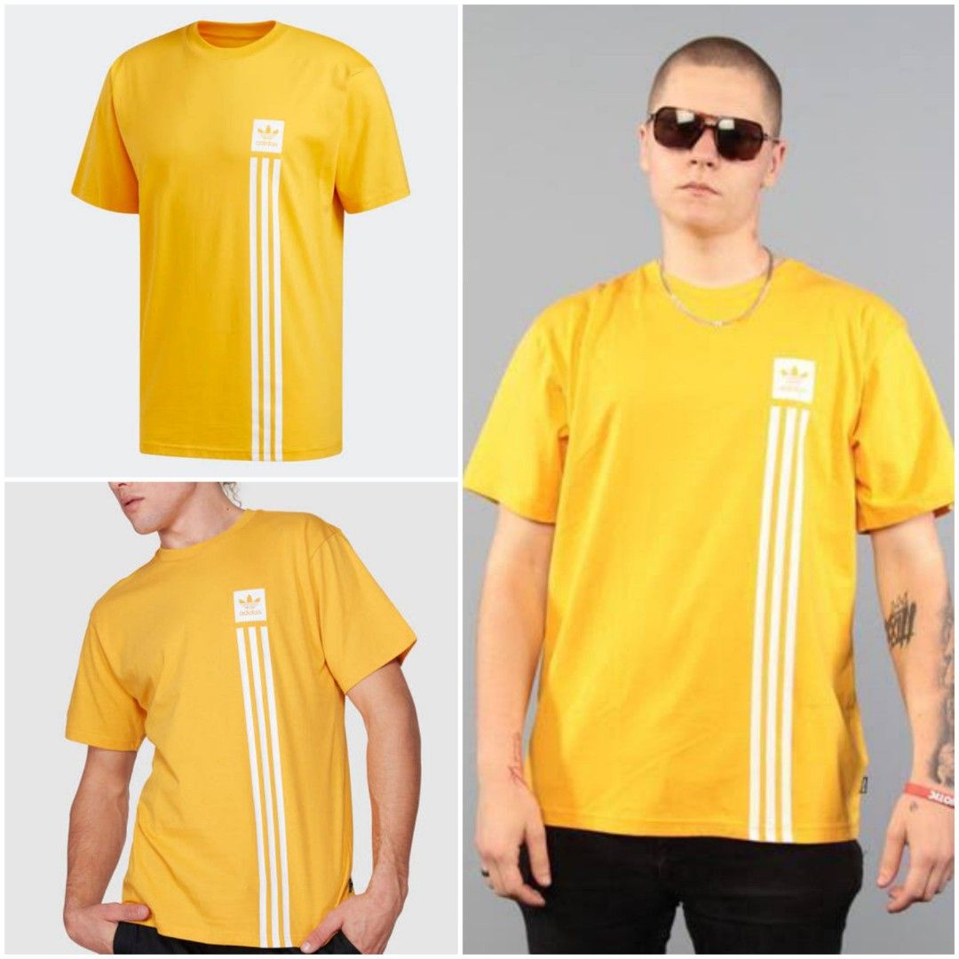 S Authentic Adidas bb pillar tee in yellow t shirt unisex