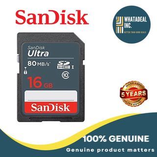 SanDisk 16GB Ultra SDHC UHS-I Class 10 Memory Card 80MB/s U1, Full HD, SD Camera Card SDSDUNS-016G