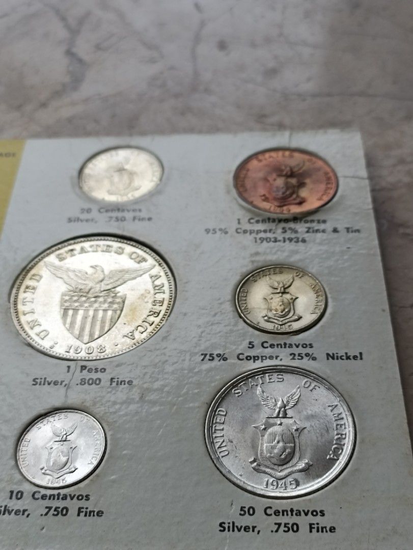 SERIES OF 2 FROM 1907-1935 COMPLETE SET 1 PESO-1 CENTAVO, Hobbies ...