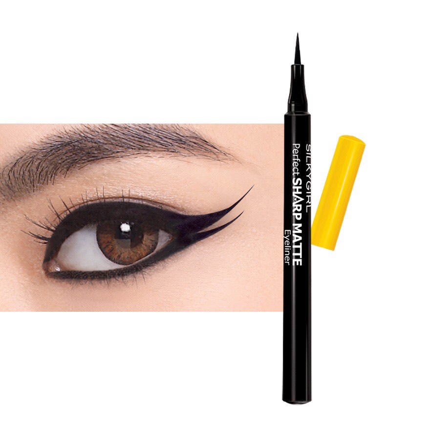 Silkygirl perfect sharp matte eyeliner black long wearing smudge proof waterproof fragrance free
