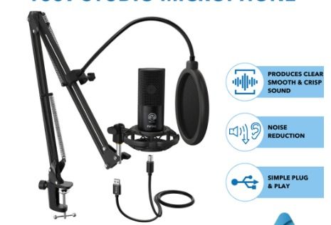 Fifine USB Dynamic Microphone, RGB Gaming Mic for Podcast Recording on PC  Laptop PS4, Tap-to-Mute, Gain Control Knob, Headphone Jack, Shouck Mount,  for Twitch, , Discord - K658 : : Musical Instruments
