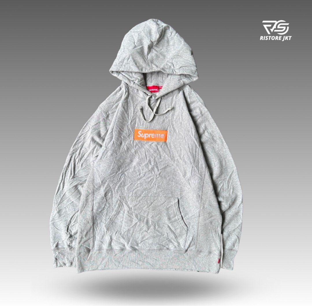 Supreme box logo hotsell hoodie grey orange