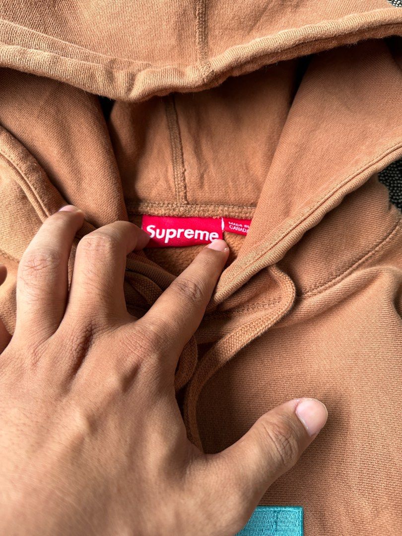 Supreme box logo hoodie rust top