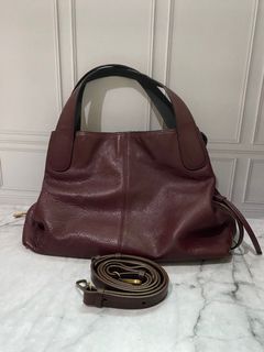 Tas Branded Fossil Hand Bag Sling Bag Ungu tua Kulit Asli