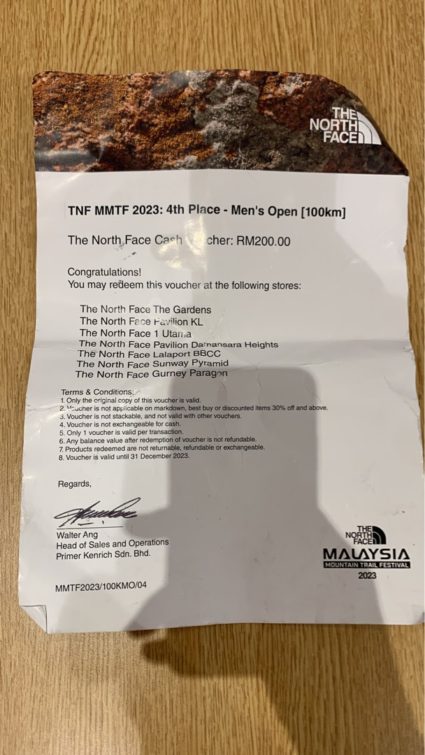 The North Face RM200 cash voucher valid until 31 December 2023, Tickets
