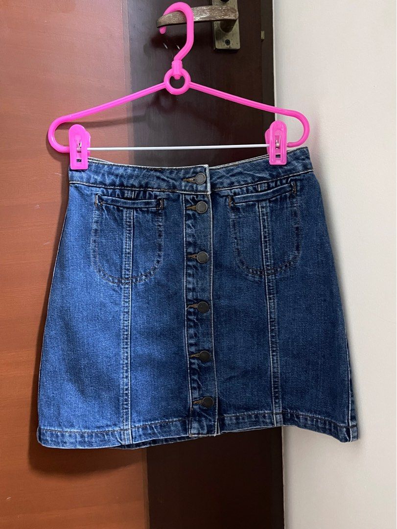 Blue denim skirt on sale topshop