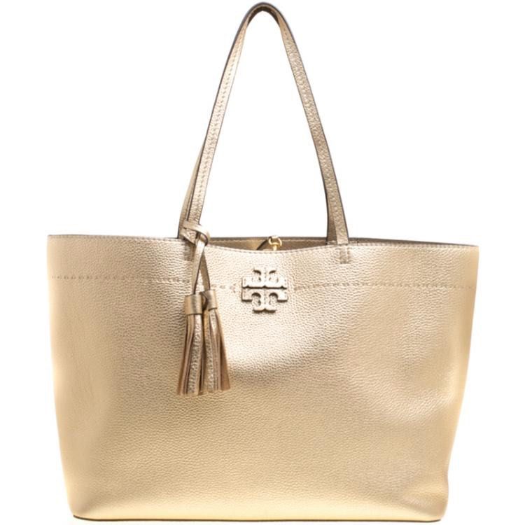 Tory Burch Metallic Gold Leather McGraw Tote