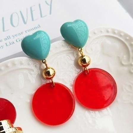 Red acrylic earrings hot sale