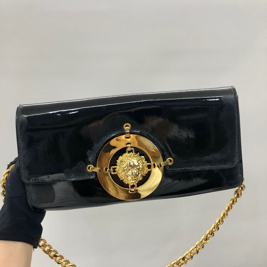 Leather clutch bag Versace Blue in Leather - 41478838