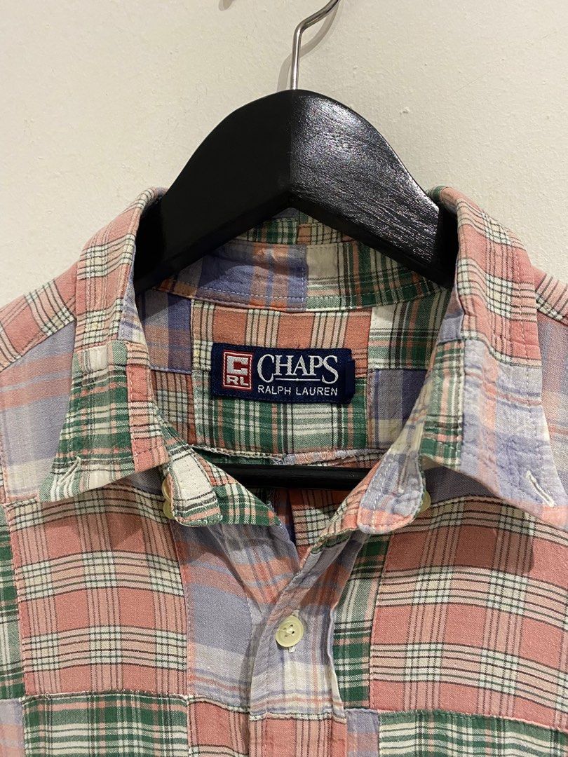 VINTAGE CHAPS RALPH LAUREN PATCHWORK SHIRT, Men's Fashion, Tops