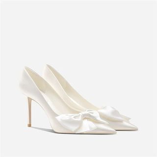 White outlet ribbon heels