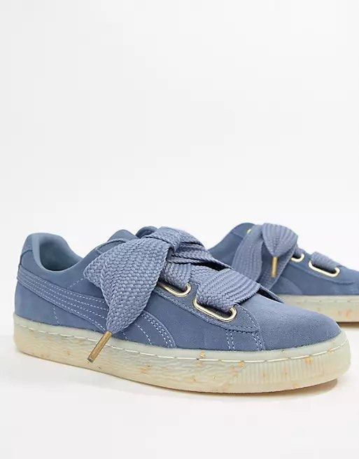 Womens Puma Basket Heart Rubber Sole Blue