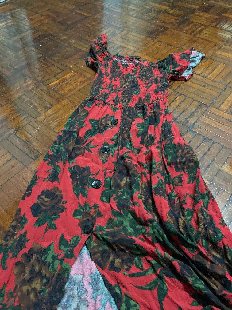 Zara basic red floral print dress Women s Fashion Dresses Sets Dresses on Carousell