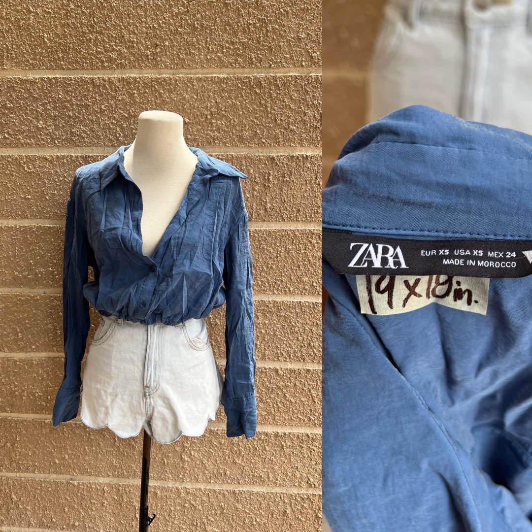 Zara Blue Top, Women's Fashion, Tops, Blouses on Carousell