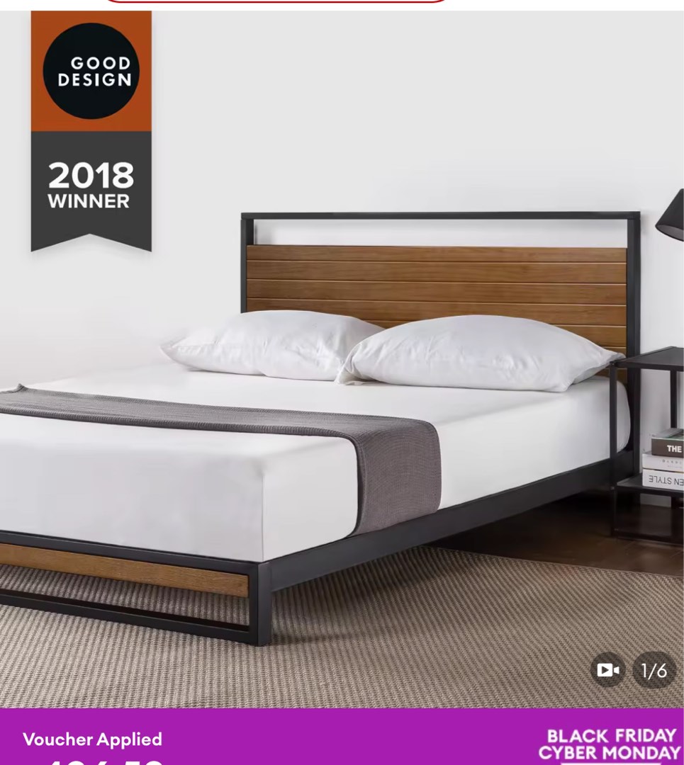 Zinus single bed frame, Furniture & Home Living, Furniture, Bed Frames